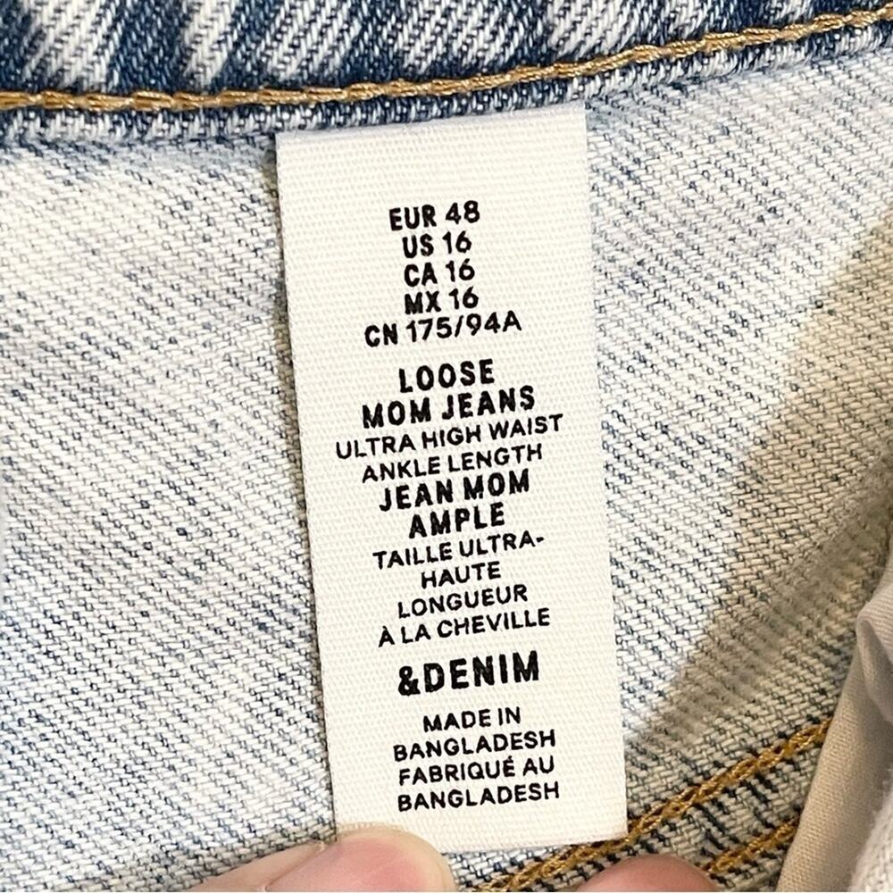 &Denim Womens Ultra‎ High Waist Ankle Length Loose Mom Jeans Blue Size 16 - Picture 9 of 16